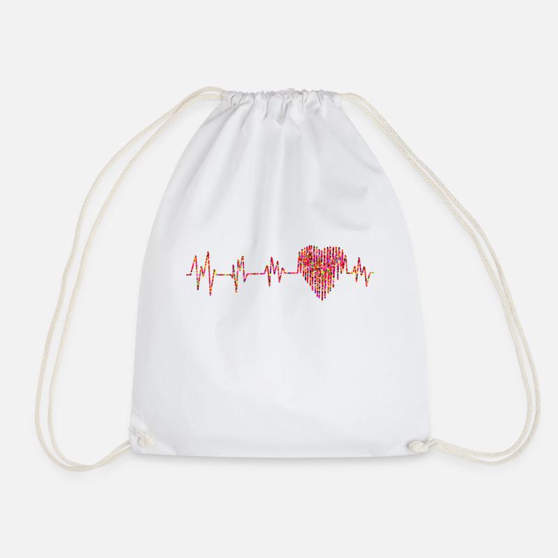 EKG mit kleinen Herzen - Turnbeutel - Weiß