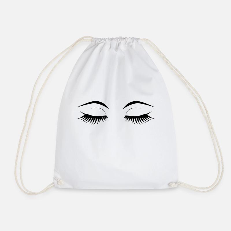 closed women's eyes - Drawstring Bag - white