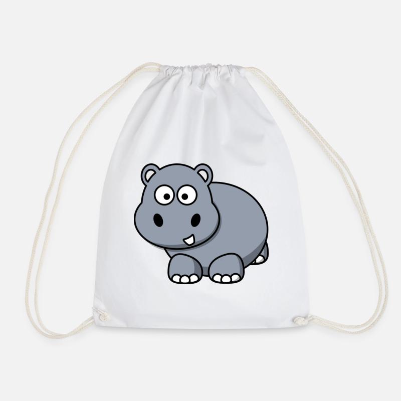 Nilpferd Happy Hippo Comic Stil für Kinder - Turnbeutel - Weiß