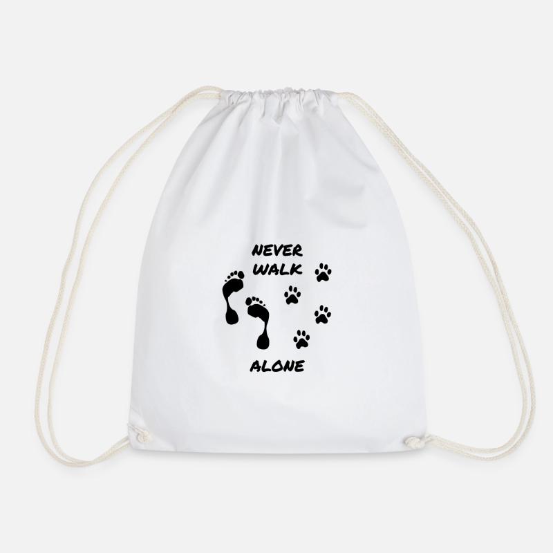 Dog Paw Never Walk Alone Gift - Drawstring Bag - white