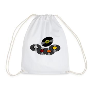 records - Drawstring Bag - white - Front