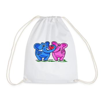 love elephants - Drawstring Bag - white - Front