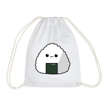 Cute Onigiri Rice Food Lover - Drawstring Bag - white - Front