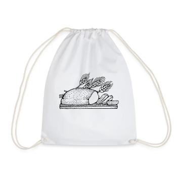bread brooches crossaint bakery baguette bread bu - Drawstring Bag - white - Front