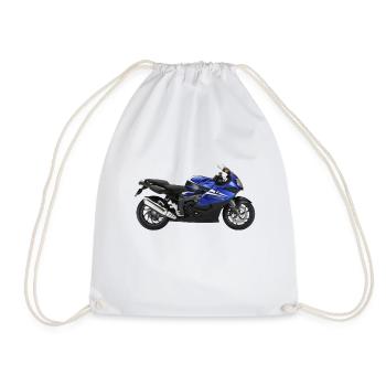 motorcycle - Drawstring Bag - white - Front