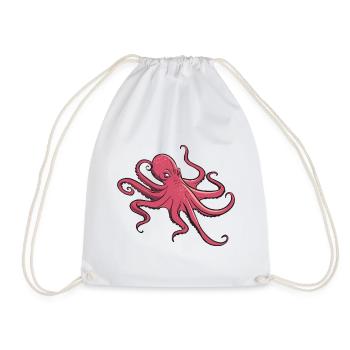 I like octopus - eight tentacles - squid - Drawstring Bag - white - Front