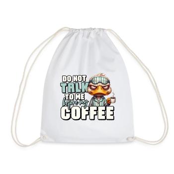 Grumpy duck with coffee - Drawstring Bag - white - Front