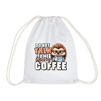 Grumpy hedgehog with coffee - Drawstring Bag - white - Front