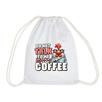 Grumpy rooster with coffee - Drawstring Bag - white - Front