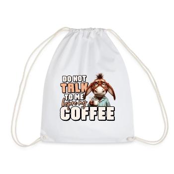 Grumpy donkey with coffee - Drawstring Bag - white - Front