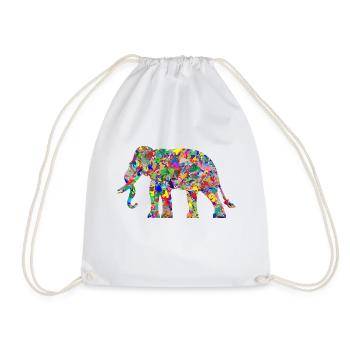 Elefant bunte Farbkleckse Geschenk Geschenkidee - Turnbeutel - Weiß - Vorne
