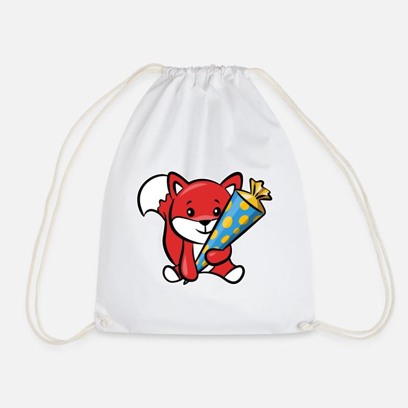 Cunning fox with sugar cone - Drawstring Bag - white