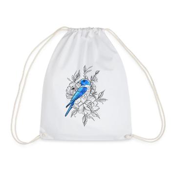 Blauer Vogelumriss mit Blumen - Turnbeutel - Weiß - Vorne