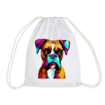 Boxer Paint Splash Art - Drawstring Bag - white - Front