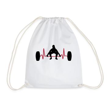 Weightlifting Woman & Heartbeat - Drawstring Bag - white - Front