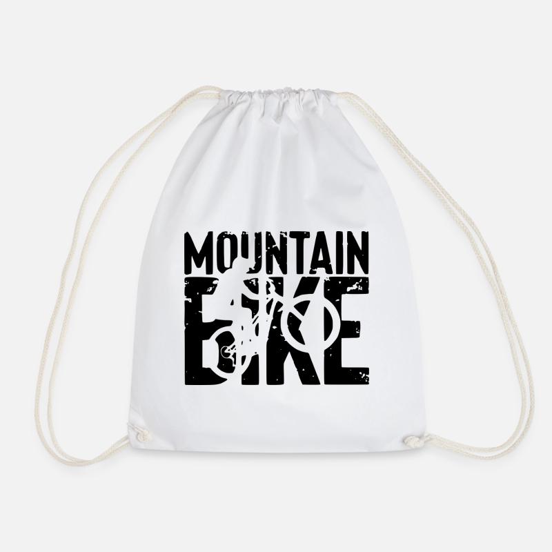 MTB Mountain Bike Mountains Downhill Design Gift - Drawstring Bag - white