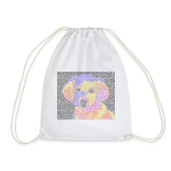 Text portrait dog face gift colored cool - Drawstring Bag - white - Front