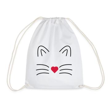 Katze - Turnbeutel - Weiß - Vorne