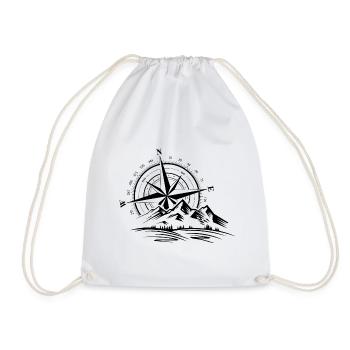 Compass Direction Mountain Graphic - Drawstring Bag - white - Front