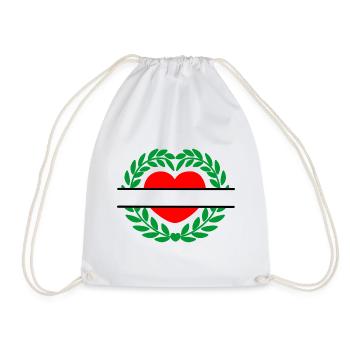 Couronne de laurier en forme de coeur rouge - Sac de sport léger - blanc - Devant