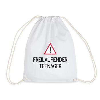 Beware of free-roaming teenagers - Drawstring Bag - white - Front