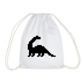 Dinosaur Brontosaurus Pixel - Drawstring Bag - white - Front