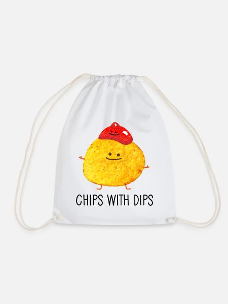 Chips mit Dips - Turnbeutel - Weiß