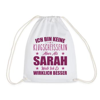 Name Sarah Vorname Klugscheisserin Namenstag - Turnbeutel - Weiß - Vorne