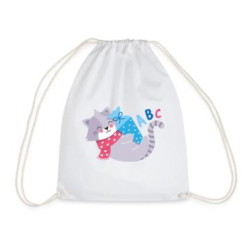 Chat avec cône d’école inscription à l’école - Sac de sport léger - blanc - Devant