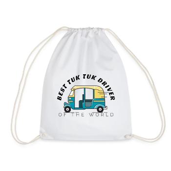 Funny rickshaw design, best tuk tuk driver. - Drawstring Bag - white - Front
