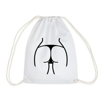 Hot ass of a woman in thong on beach - Drawstring Bag - white - Front