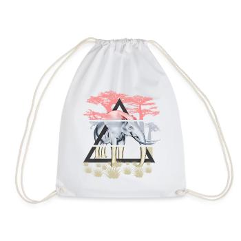 Savannah wise elephant - Drawstring Bag - white - Front