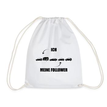 Ich und meine Follower - Wohnwagen - Gespann - Turnbeutel - Weiß - Vorne