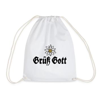 Grüß Gott - Alpen Edelweiß aus Bayern - Turnbeutel - Weiß - Vorne