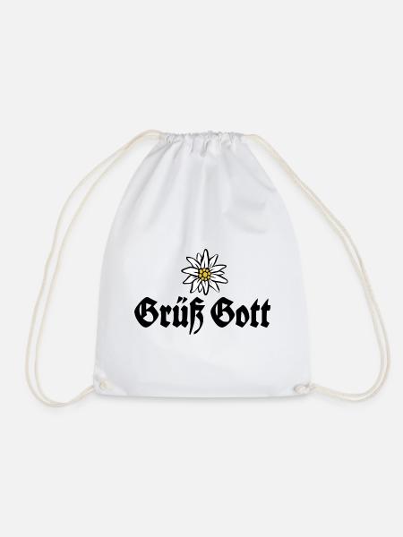 Grüß Gott - Alpen Edelweiß aus Bayern - Turnbeutel - Weiß