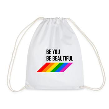 Be You Be Beautiful Regenbogen - Turnbeutel - Weiß - Vorne