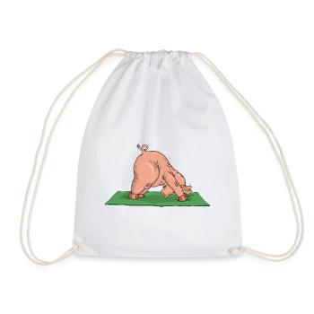 Le cochon de yoga pratique le chien regardant vers le bas - Sac de sport léger - blanc - Devant