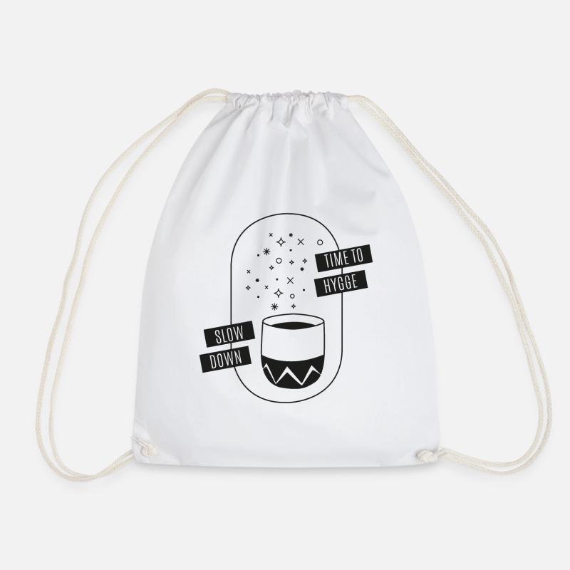 time to hygge - slow down - Drawstring Bag - white
