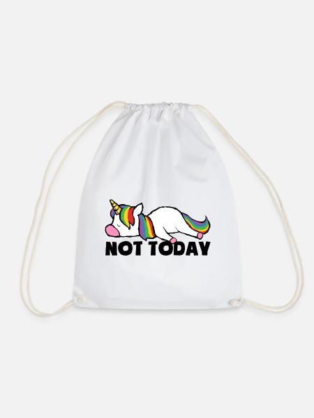 Not today - Müde und faul - Einhorn - Turnbeutel - Weiß