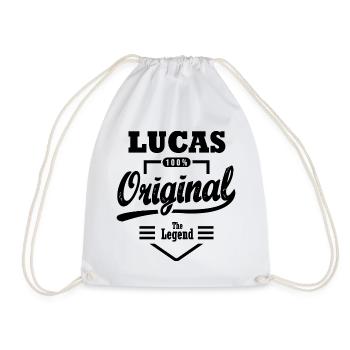 Name LUCAS personalisierte Geburtstagsgeschenk Weihnachten - Turnbeutel - Weiß - Vorne
