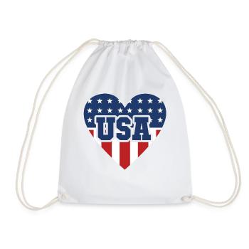 Usa Heart - Drawstring Bag - white - Front