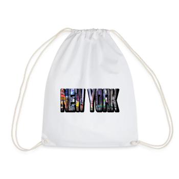 New York City USA America America Skyline Font - Drawstring Bag - white - Front