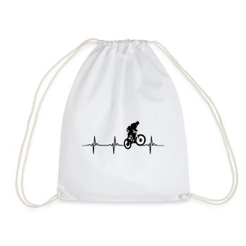Idée cadeau battement de coeur VTT VTT - Sac de sport léger - blanc - Devant