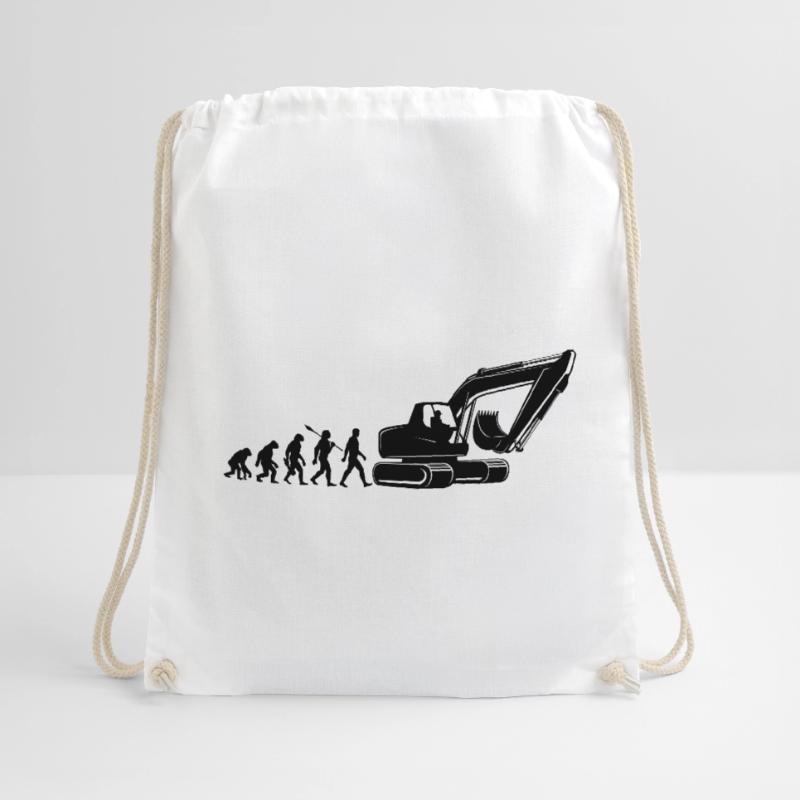 Evolution - driving an excavator - construction site, construction worker Drawstring Bag