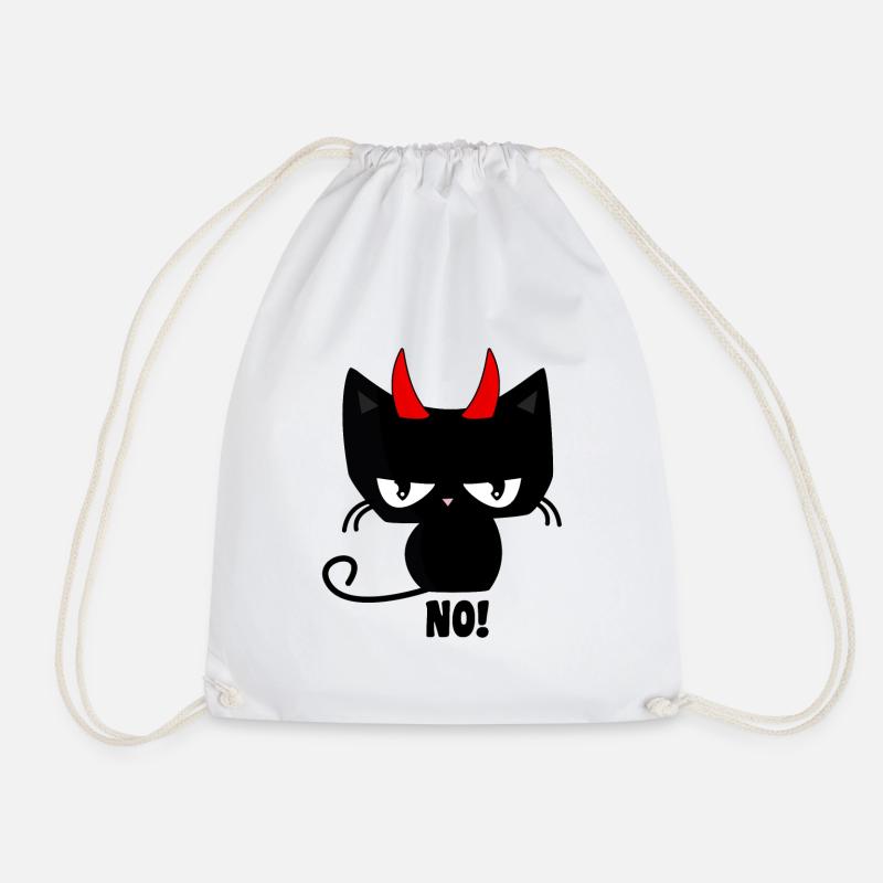 Devilish cat No. - Drawstring Bag - white