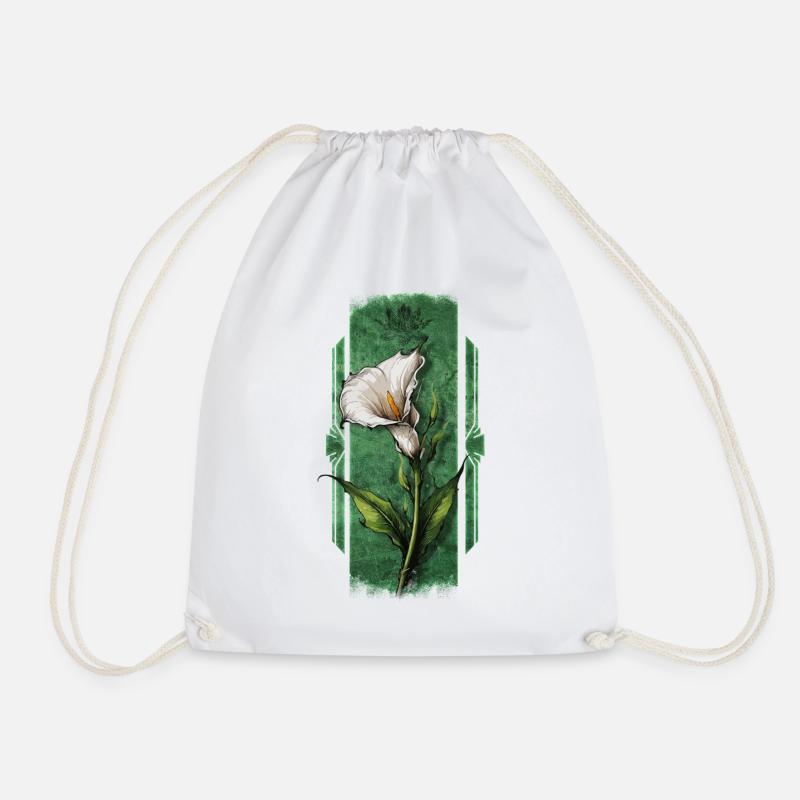 Elegante Blüten: Calla Lilie Blumendesign - Turnbeutel - Weiß