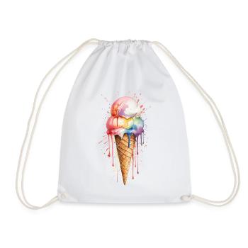 Cornet de crème glacée arc-en-ciel - Gâterie colorée - Sac de sport léger - blanc - Devant