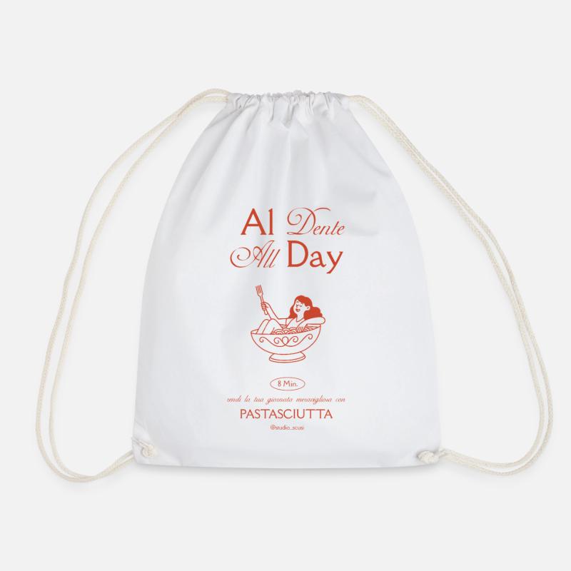 Al Dente Pasta All Day - Drawstring Bag - white