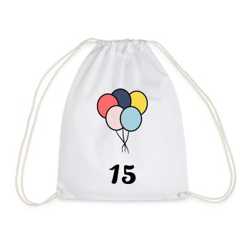 15. 15 YEARS. 15th ANNIVERSARY. 15 YEAR ANNIVERSARY. - Drawstring Bag - white - Front