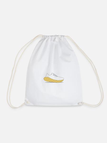 Gelbe Gitter-Sohle Sneaker - Turnbeutel - Weiß